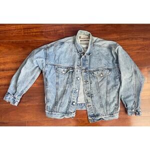 Guess Vintage 80s 90s Blue Denim Trucker Jacket L Classic Oversized
